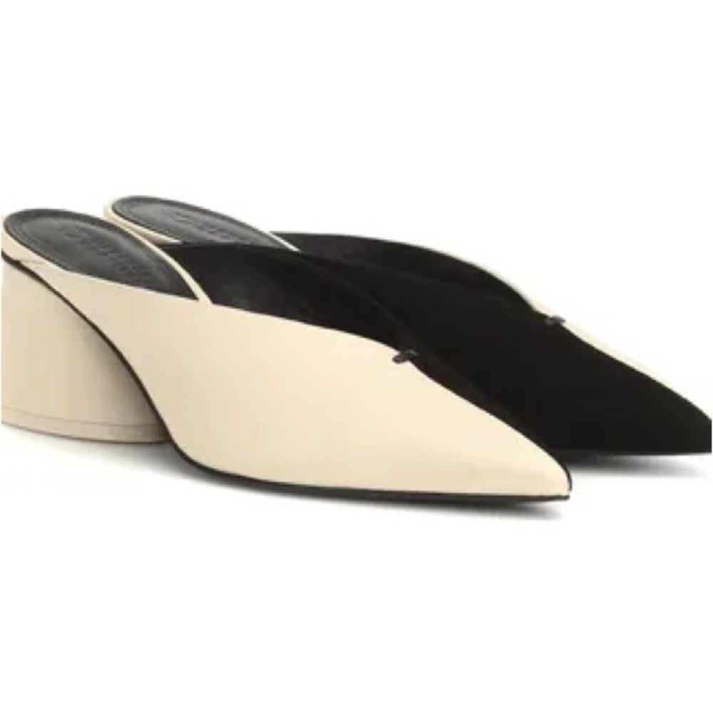 MERCEDES CASTILLO Cream and Black Natti Mules with Pointed Toe